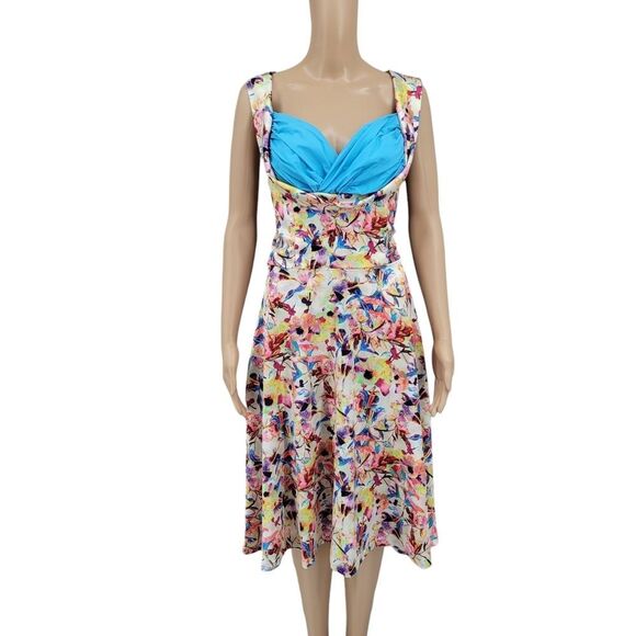 Lindy Bop Ophelia Kaleidoscope Dress 50s Inspired Rockabilly Whimsical Pin-Up - Picture 2 of 13